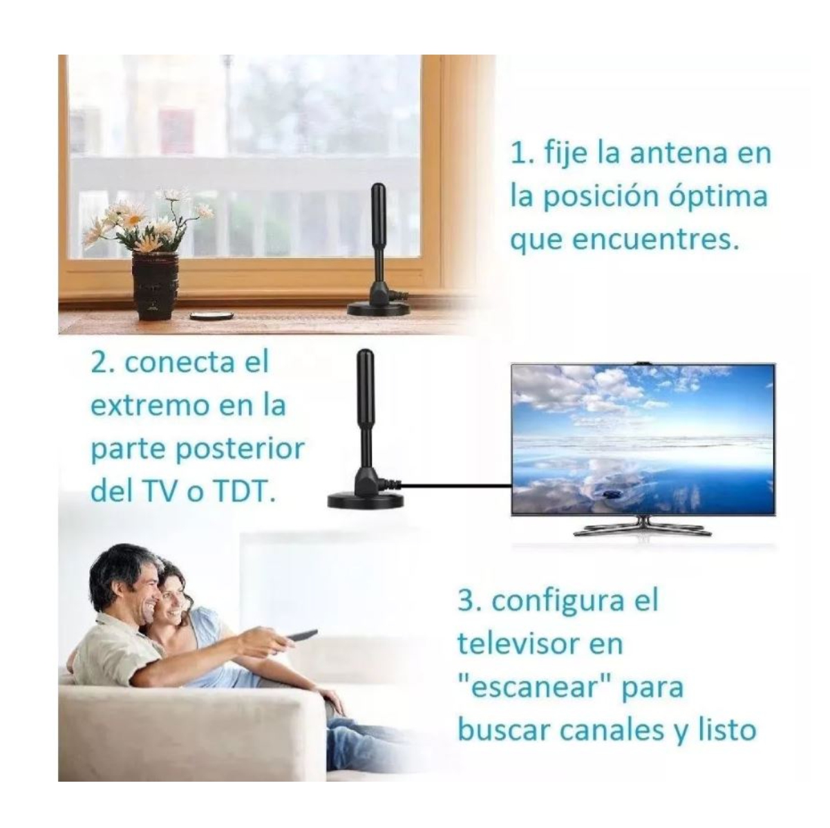 Miniatura 4 de Antena De TV Digital TDT base magnética